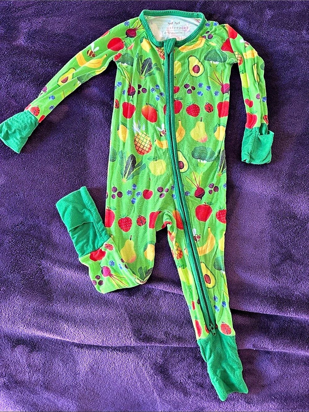 Little Sleepies x Once Upon a Farm Zippy Fruit Print Footie